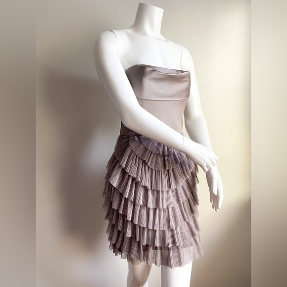 $348‼️BCBGMaxAzria Satin Ruffle Tulle Tiered Layered Sleeveless Dress Corset Sz4 - Picture 6 of 14